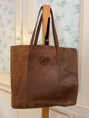 S Zone Brown Leather Tote Bag